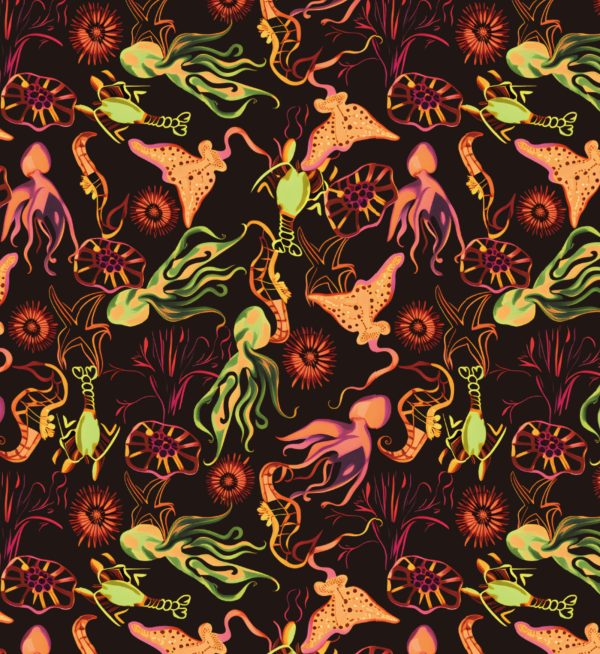 Velvety Stretch Cotton-marine life